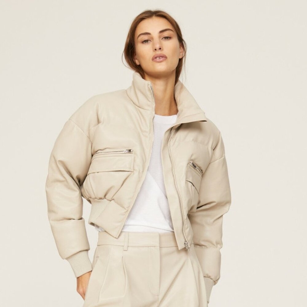 Faux Leather Puffer Jacket